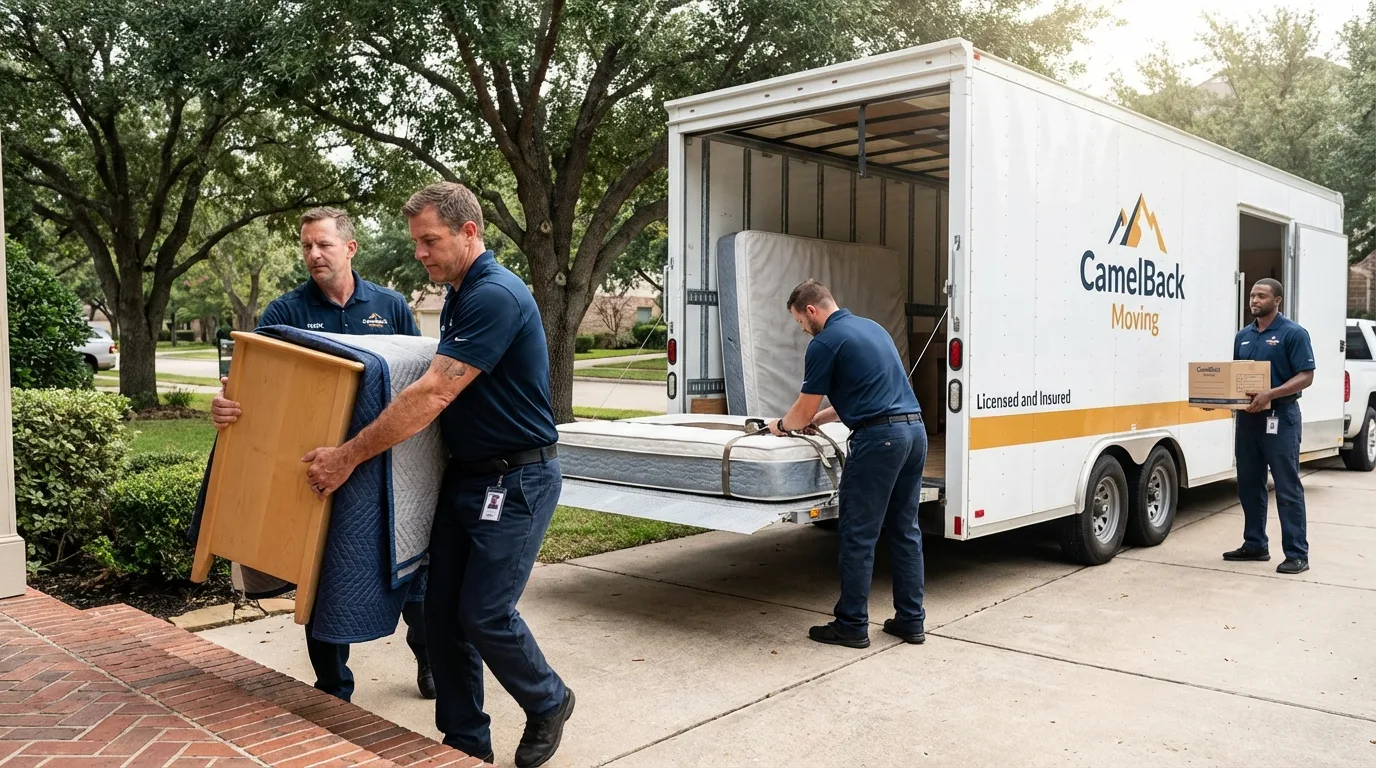 Crew loading residential truck for cross-state move from Wheaton, IL