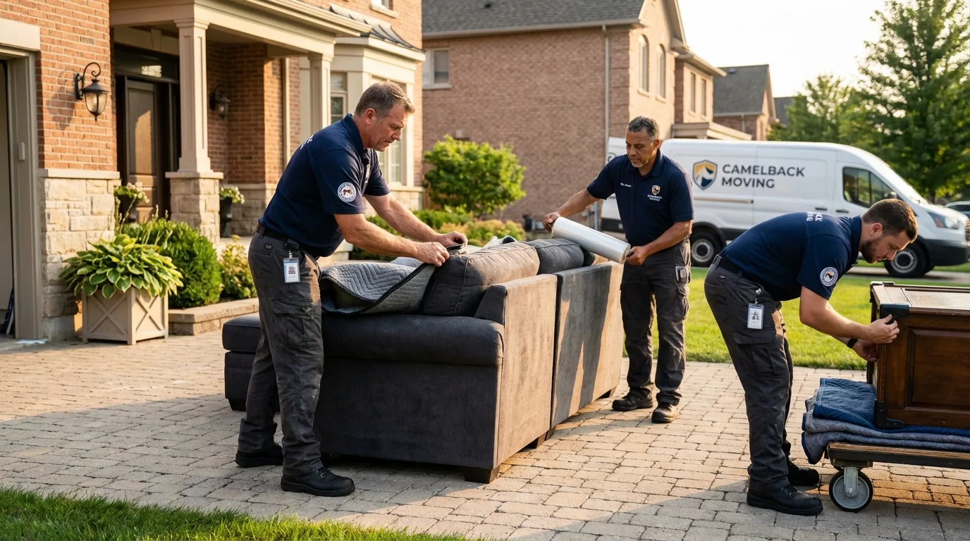Large estate moving crew wrapping furniture in Wheaton, IL
